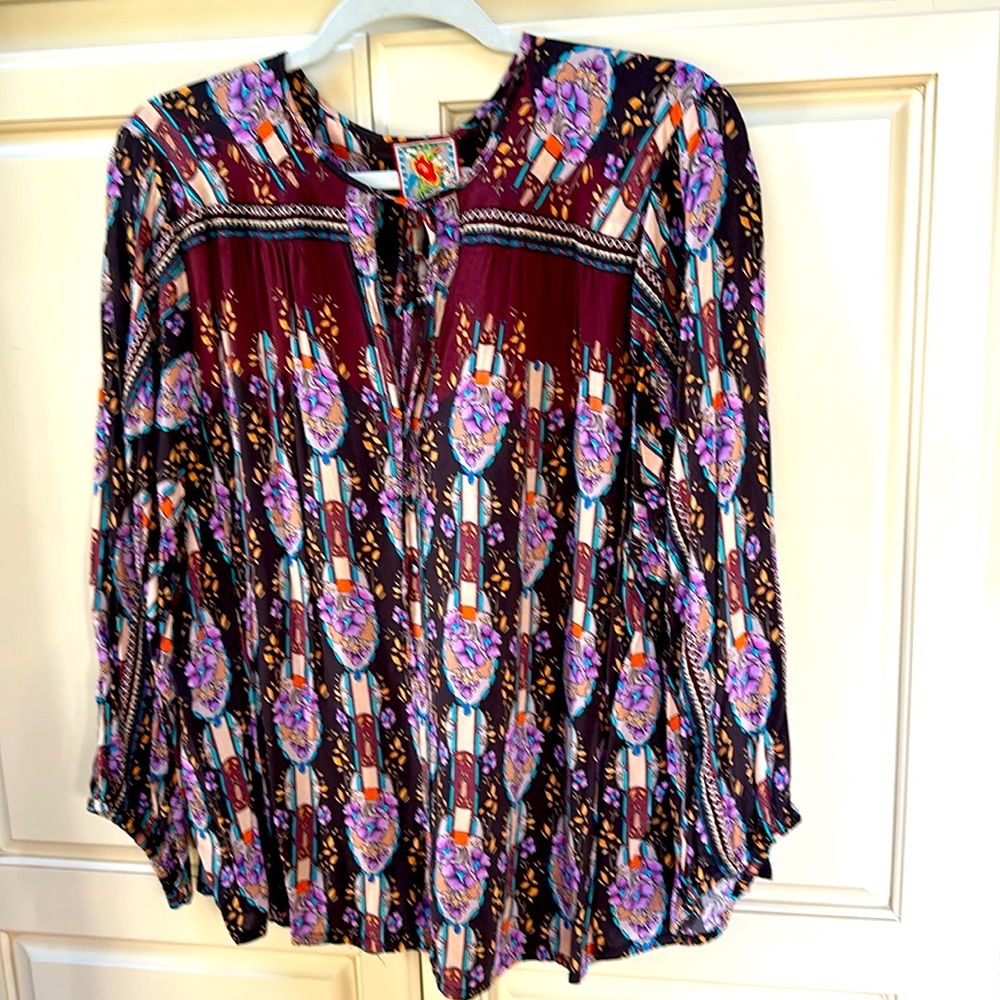 Johnny Was blouse in a stunning pattern; size medium